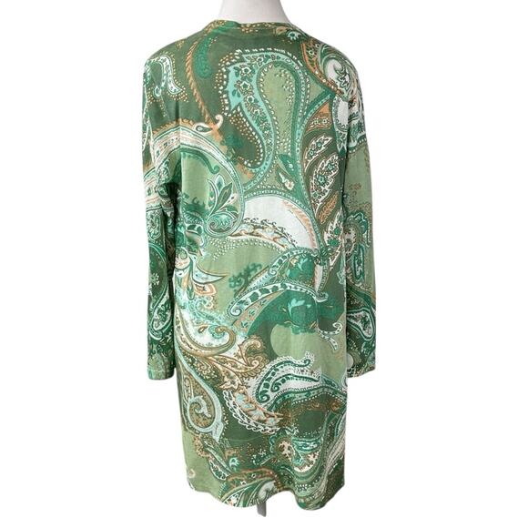 Chico's Green Blue Paisley Long Sleeve Cardigan Sweater Size 1 Medium - Picture 4 of 9